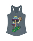 Inky Cap Mushroom Snail Psychedelic Art Mycology Trippy Women's Ideal Racerback Tank Top