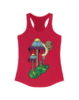 Inky Cap Mushroom Snail Psychedelic Art Mycology Trippy Women's Ideal Racerback Tank Top