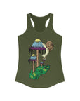 Inky Cap Mushroom Snail Psychedelic Art Mycology Trippy Women's Ideal Racerback Tank Top