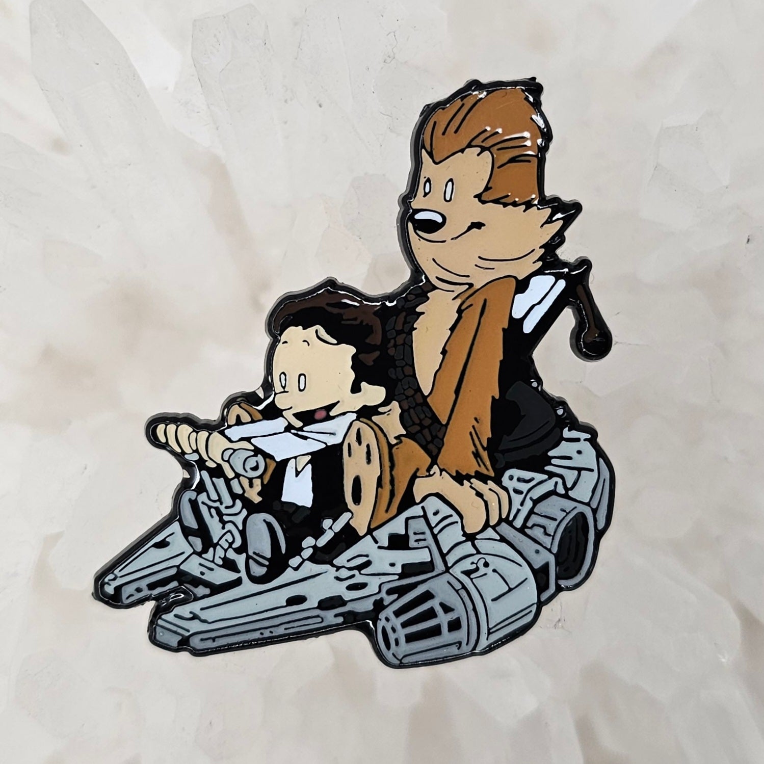 Star Calvin And Wars Hobbes Millennium Han Solo Falcon Chewbacca 90s Cartoons Enamel Hat Pin