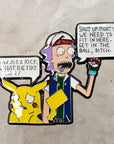 Poke-Dimension Ash Rick Pikachu Morty Mashup Glow Enamel Pin Hat Pin Lapel Pin Brooch Badge Festival Pin