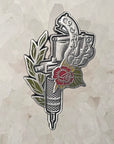 Tattoo Rose Gun 3D Metal Artist Enamel Pins Hat Pins Lapel Pin Brooch Badge Festival Pin