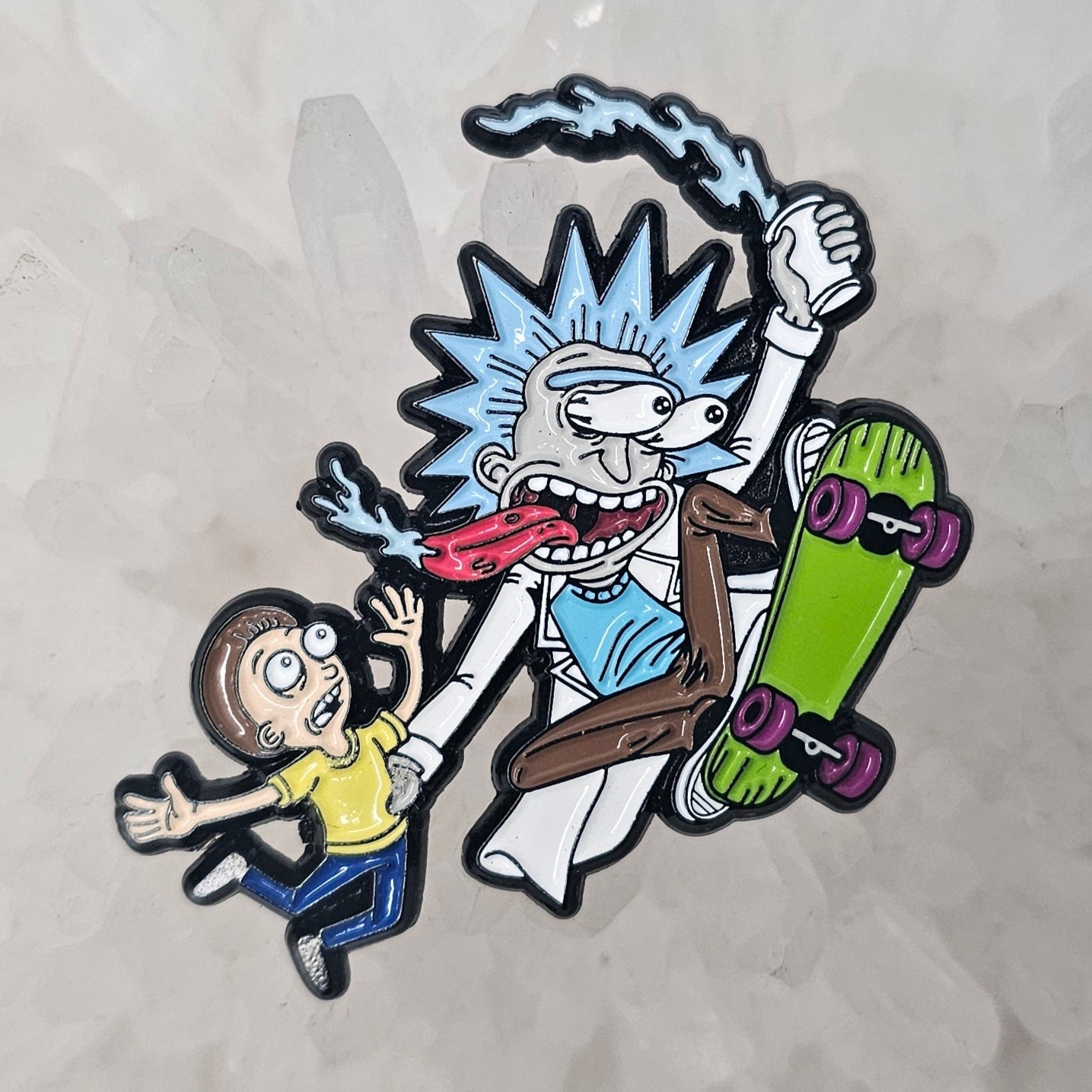 Rippin Rick Skateboard Morty Skating 2000s Cartoon Enamel Pins Hat