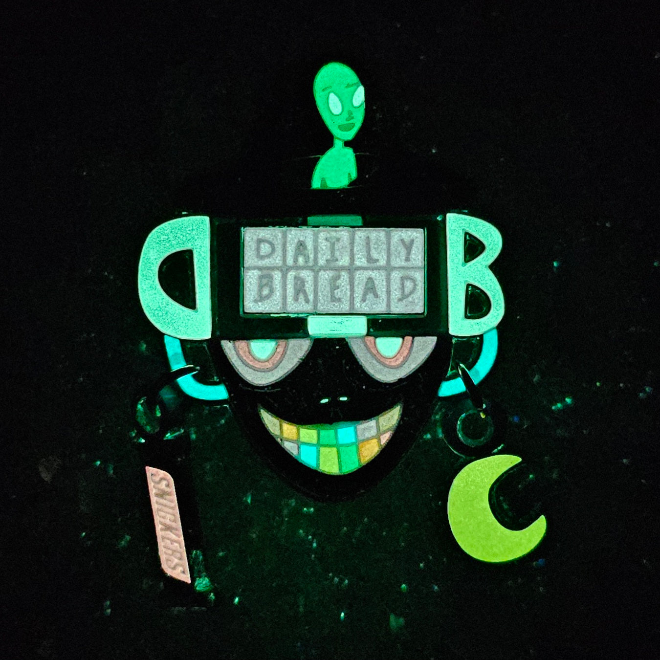 Daily Brain Bread Edm Dj Dubstep Rave Spinner Dangler Glow Enamel Pins Hat  Pins Lapel Pin Brooch Badge Festival Pin, image size:1350x1350