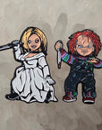 Set Of 2 - Evil Doll Love Chucky & Tiffany Horror Slasher Enamel Pins Hat Pins Lapel Pin Brooch Badge Festival Pin