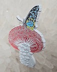 3D Butterfly Magic Mushroom Psychedelic Shroom Nature Art Glow Edition Enamel Pins Limited Edition Hat Pins Lapel Pin Brooch Badge Festival Pin