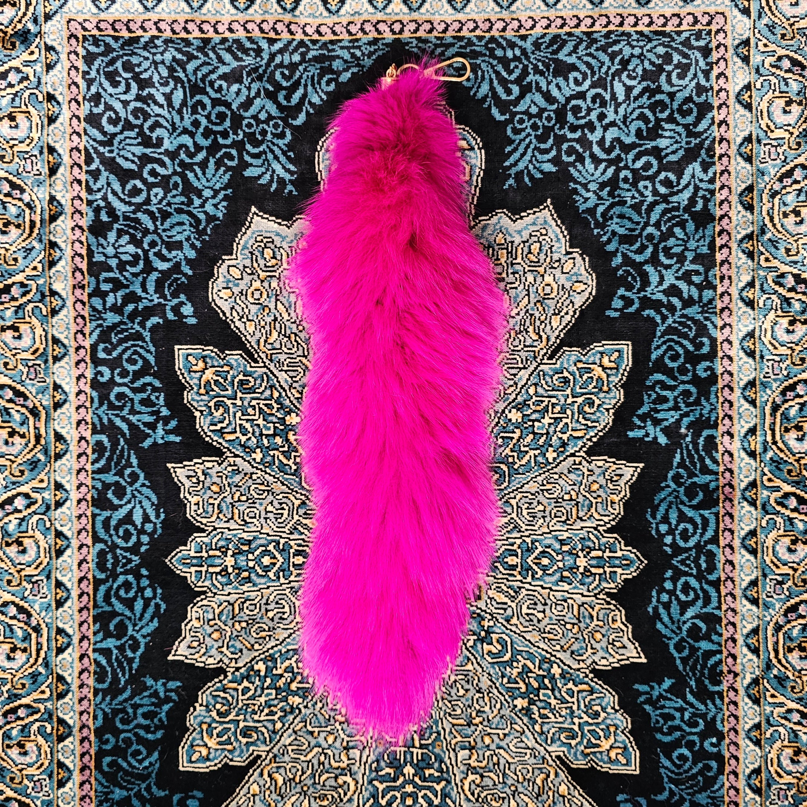 Hot Pink Real Fox Fur Tail Clip-On Keychain | Festival, Cosplay
