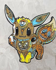 Psychedelic Monster Face Eevee Demons Poke Ball Video Game Enamel Pins Hat Pins Lapel Pin Brooch Badge Festival Pin