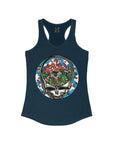 Dancing Terrapin Mushroom Village Stealie Turtle Forever Grateful Shakedown Dead Lot Dancing Bear Dead Lot Women's Ideal Racerback Tank Top