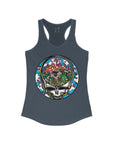Dancing Terrapin Mushroom Village Stealie Turtle Forever Grateful Shakedown Dead Lot Dancing Bear Dead Lot Women's Ideal Racerback Tank Top