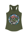 Dancing Terrapin Mushroom Village Stealie Turtle Forever Grateful Shakedown Dead Lot Dancing Bear Dead Lot Women's Ideal Racerback Tank Top