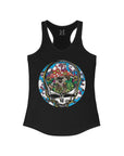 Dancing Terrapin Mushroom Village Stealie Turtle Forever Grateful Shakedown Dead Lot Dancing Bear Dead Lot Women's Ideal Racerback Tank Top