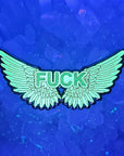 Dont Give A Flying Fuck Wings Funny Comedy Glow Enamel Pins Hat Pins Lapel Pin Brooch Badge Festival Pin