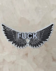 Dont Give A Flying Fuck Wings White Funny Comedy Glow Enamel Pins Hat Pins Lapel Pin Brooch Badge Festival Pin