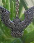 Night Owl Flight Tribal Wings Bat Bird Animal Silver 3D Metal Keychains Key-Chain Key Chains