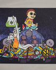 Trippy Ship Rick Hippie Family Morty VW Hippie Bus 90s Cartoon Dab Mat Moodmat Non Stick Heat Resistant Silicone Mood Mat Weed Pad Marijuana Mat