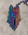 Rainbow Crystal Third Eye Wolf Sacred Geometry Animal Wolves Dog Coyote Anodized 3D Metal Keychains Key-Chain Key Chains