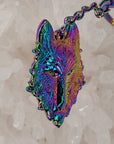 5 Pack - Rainbow Crystal Third Eye Wolf Sacred Geometry Animal Wolves Dog Coyote Anodized 3D Metal Wholesale Keychains Key-Chain Bulk Key Chains