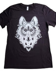 Sacred Crystal Wolf Fractal Coyote Trippy Dog Psychedelic Art Wolves Black Unisex Short Sleeve T Shirt