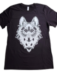 Sacred Crystal Wolf Fractal Coyote Trippy Dog Psychedelic Art Wolves Black Unisex Short Sleeve T Shirt