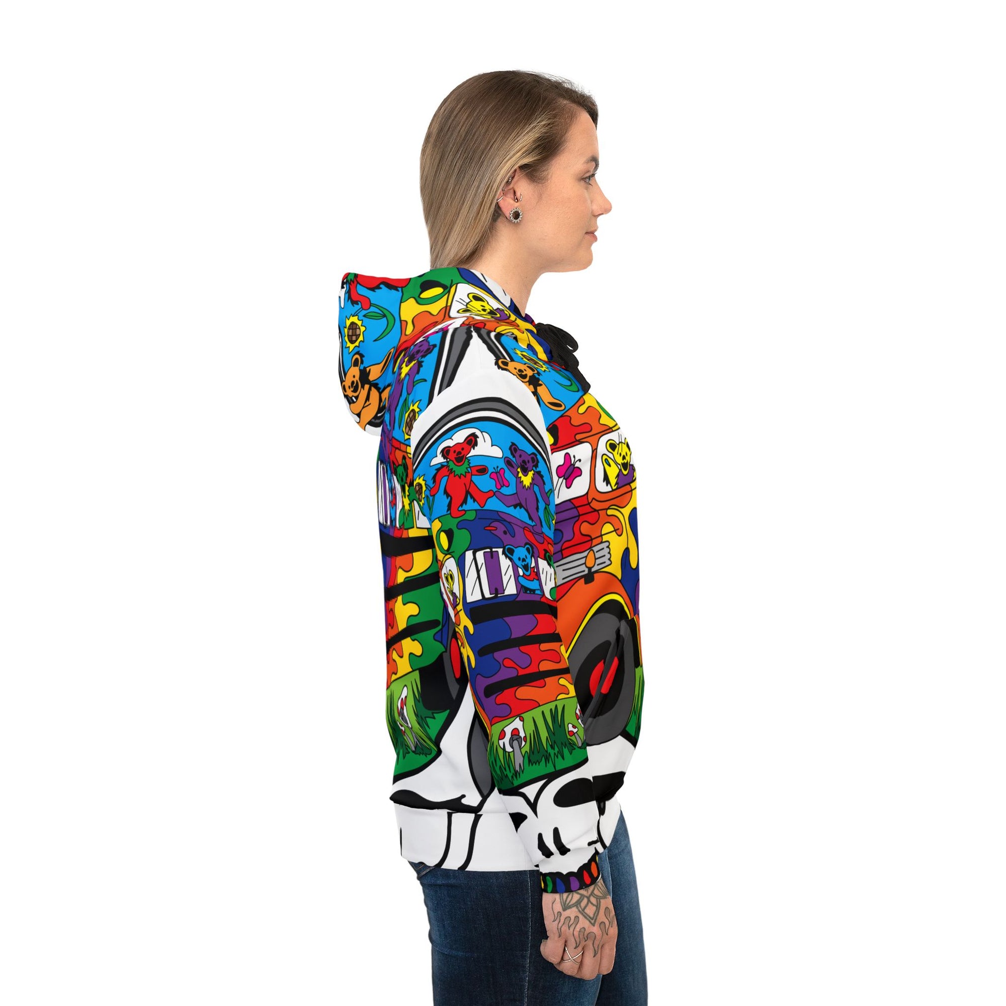 Furthur Bus Dancing Bear Crew Forever Grateful Stealie Dead Lot Unisex Hooded Sweatshirt Athletic Hoodie 95% Recycled Materials (AOP)