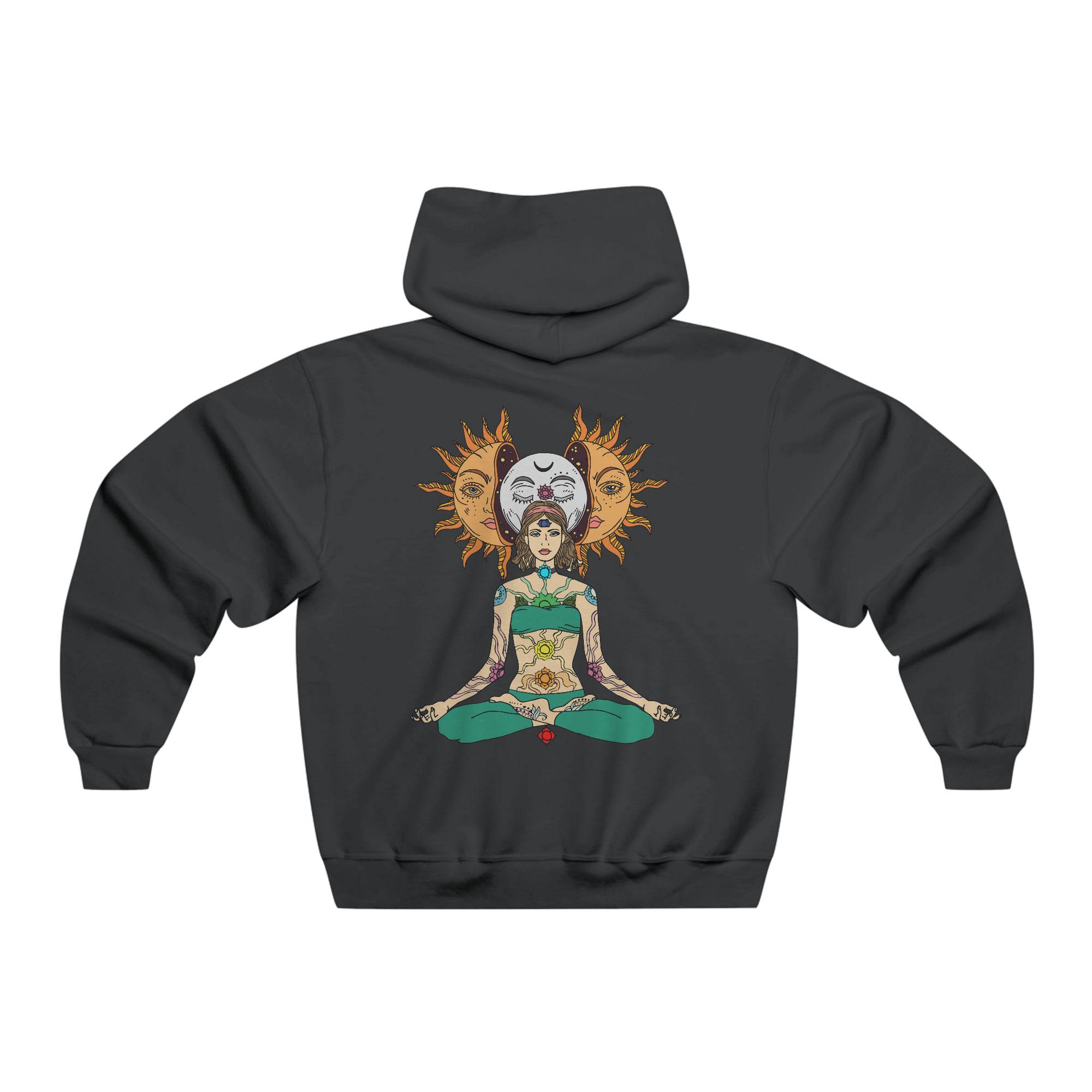 Sun Moon Chakra Meditation Goddess  Hoodie 2 Sided Men&#39;s Hooded Sweatshirt By Carissa Williams X Mythical Merch