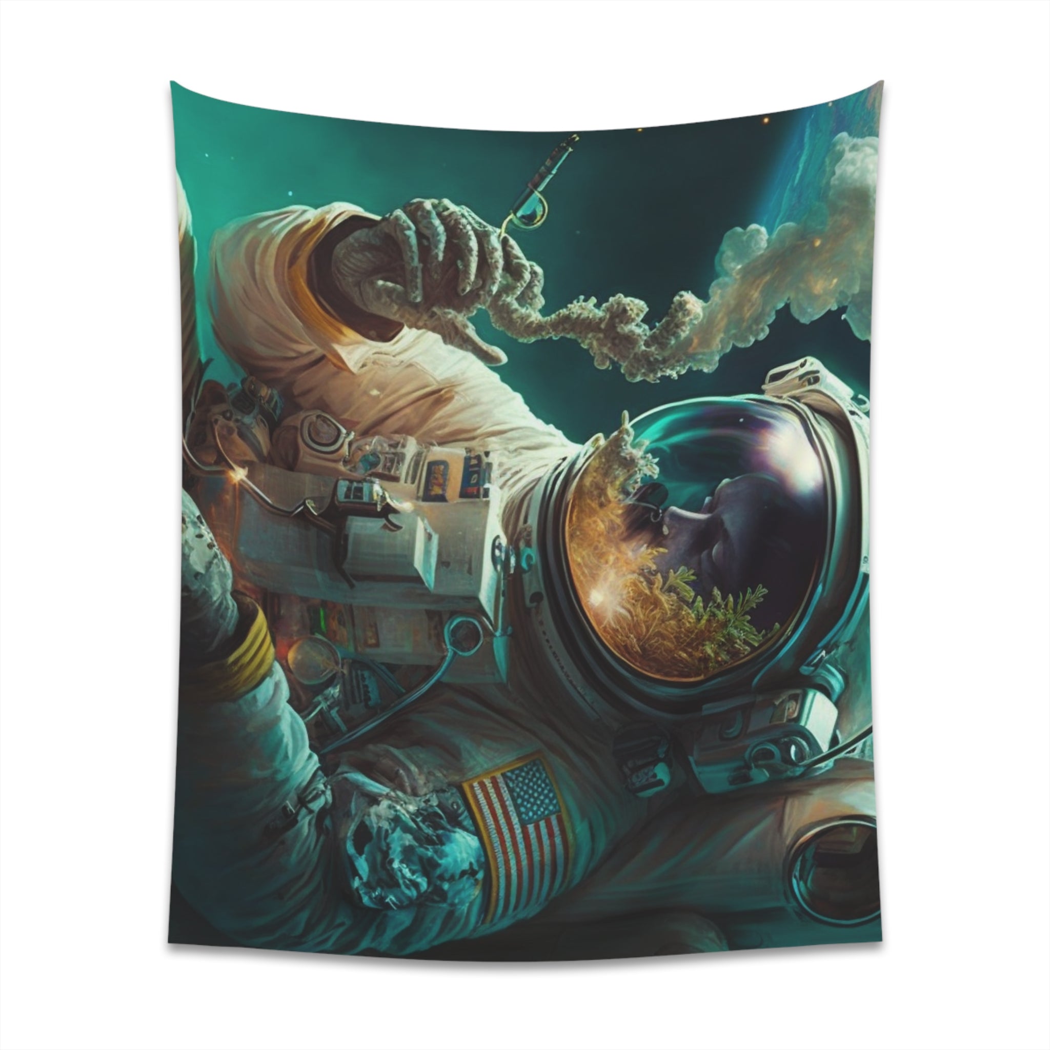 Smokey Space Man Nature Astronaut Printed Wall Tapestry