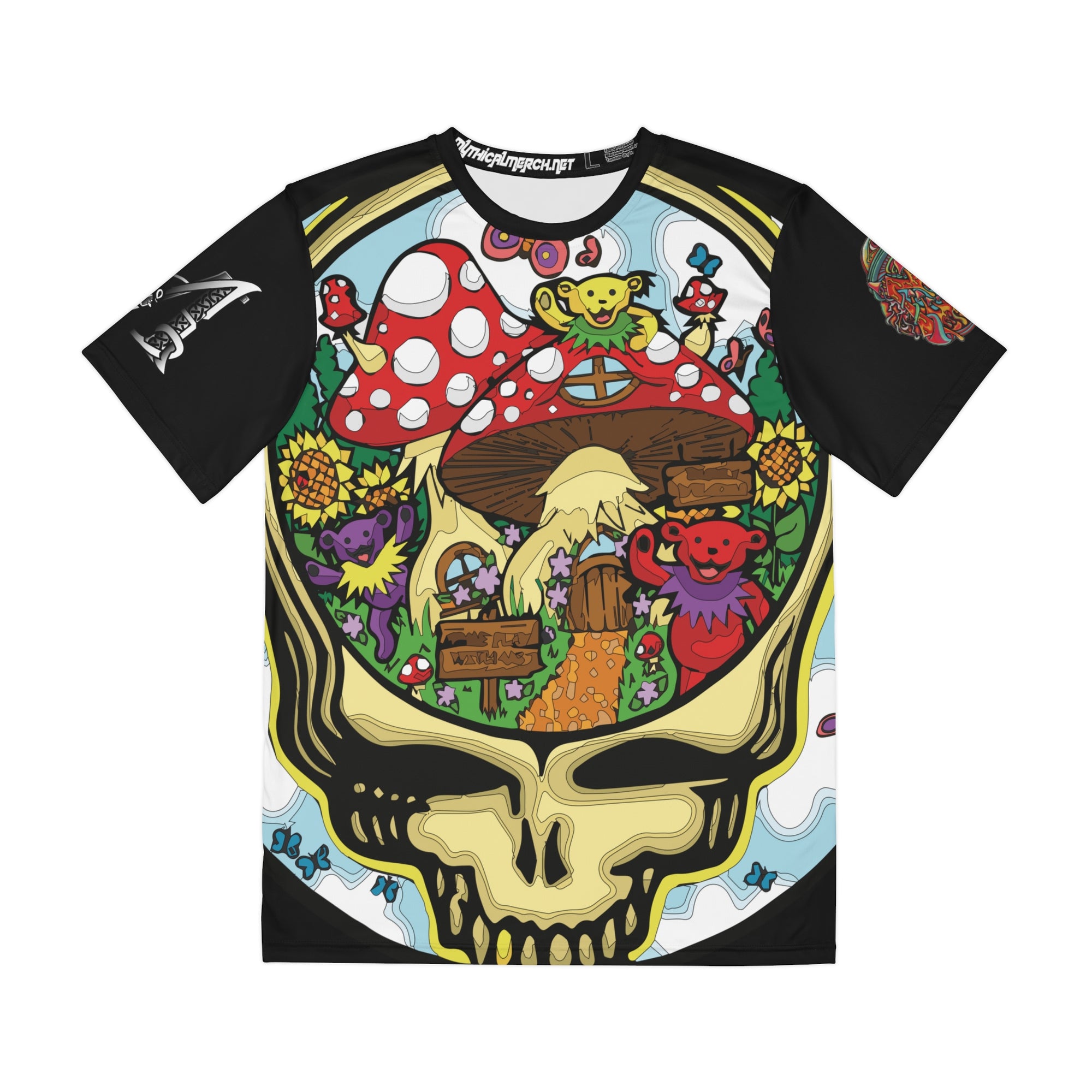 Steal Your Mushroom Village Stealie Forever Grateful Men&#39;s Polyester Tee Tshirt T-shirt Shirt By Mythical Merch