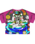 Chakranaut Space Meditation Astronaut Chakra Planet Buddha Women's Cropped Tee Shirt AOP Crop Tee Crop Top By Mythical Merch
