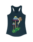 Inky Cap Mushroom Snail Psychedelic Art Mycology Trippy Women's Ideal Racerback Tank Top