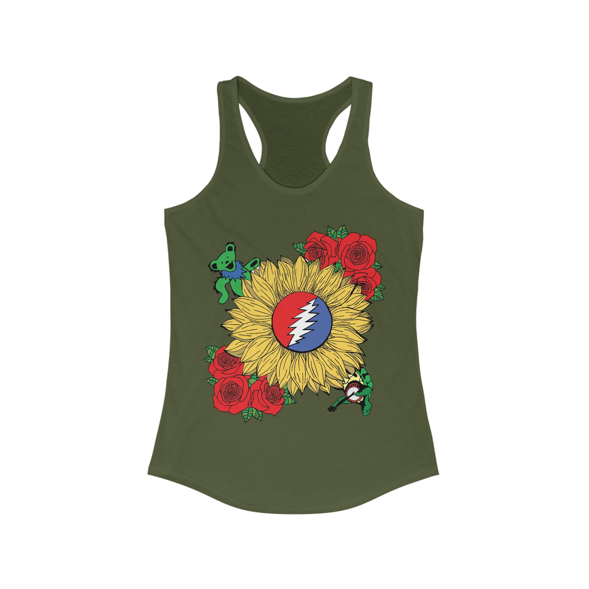Forever Grateful Terrapin Daisy Dancing Bear Flower Sunflower Turtle Women&#39;s Ideal Racerback Tank Top