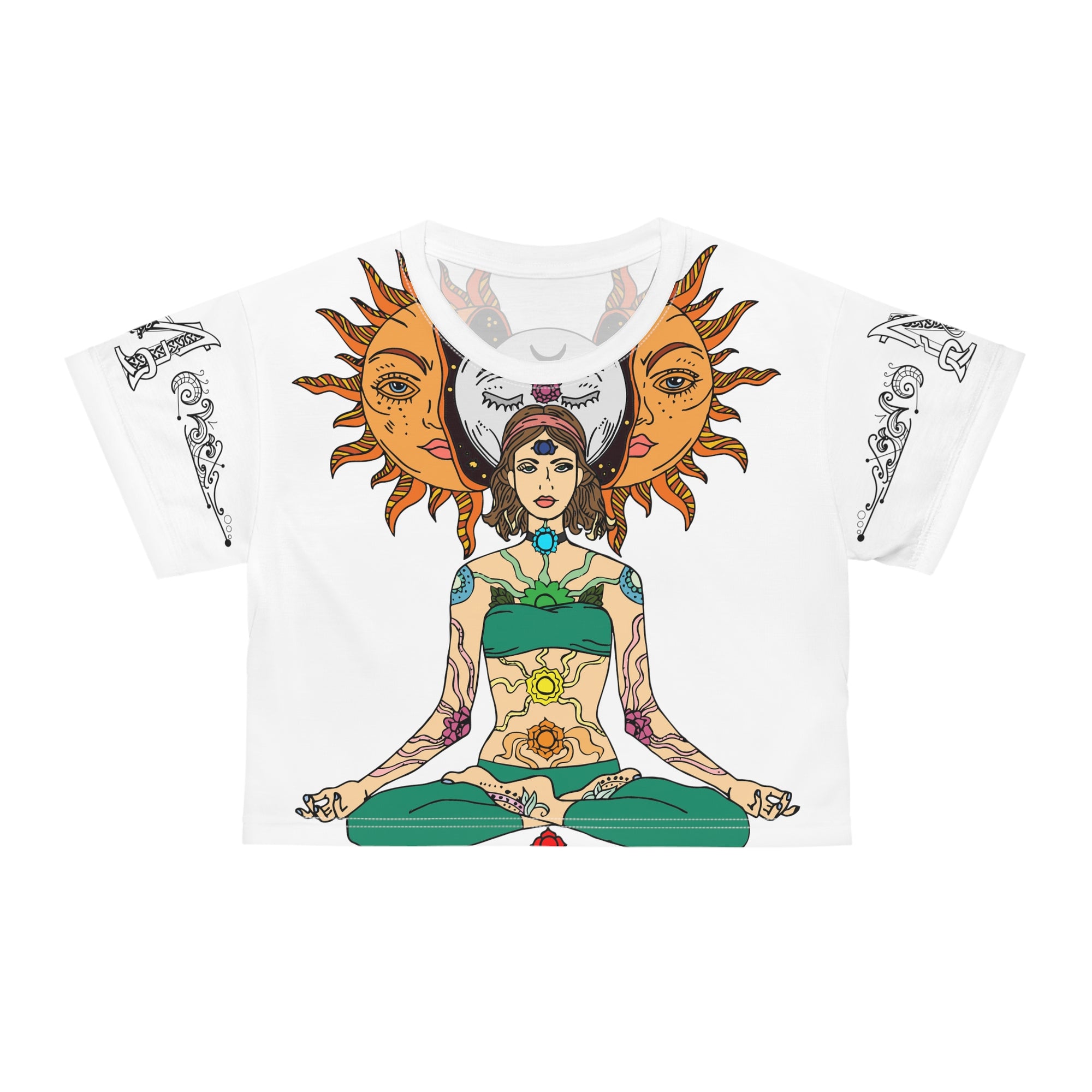 Mythical Sun Moon Goddess Meditation Woman Women&#39;s Cropped Tee Shirt AOP Crop Tee Crop Top By Mythical Merch
