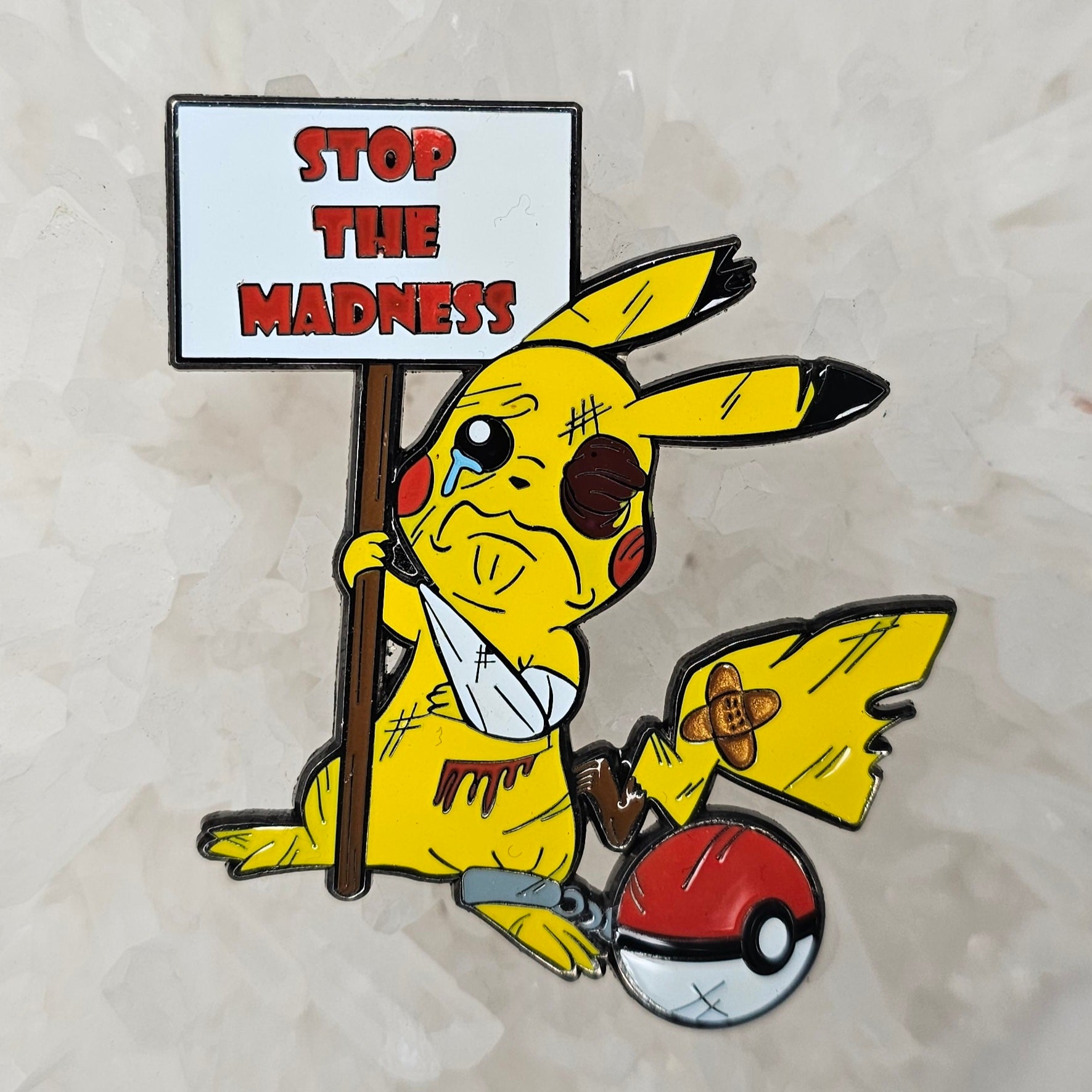 Stop The Madness Pikachu Poke Video Game Cartoon Enamel Pins Hat Pins Lapel Pin Brooch Badge Festival Pin