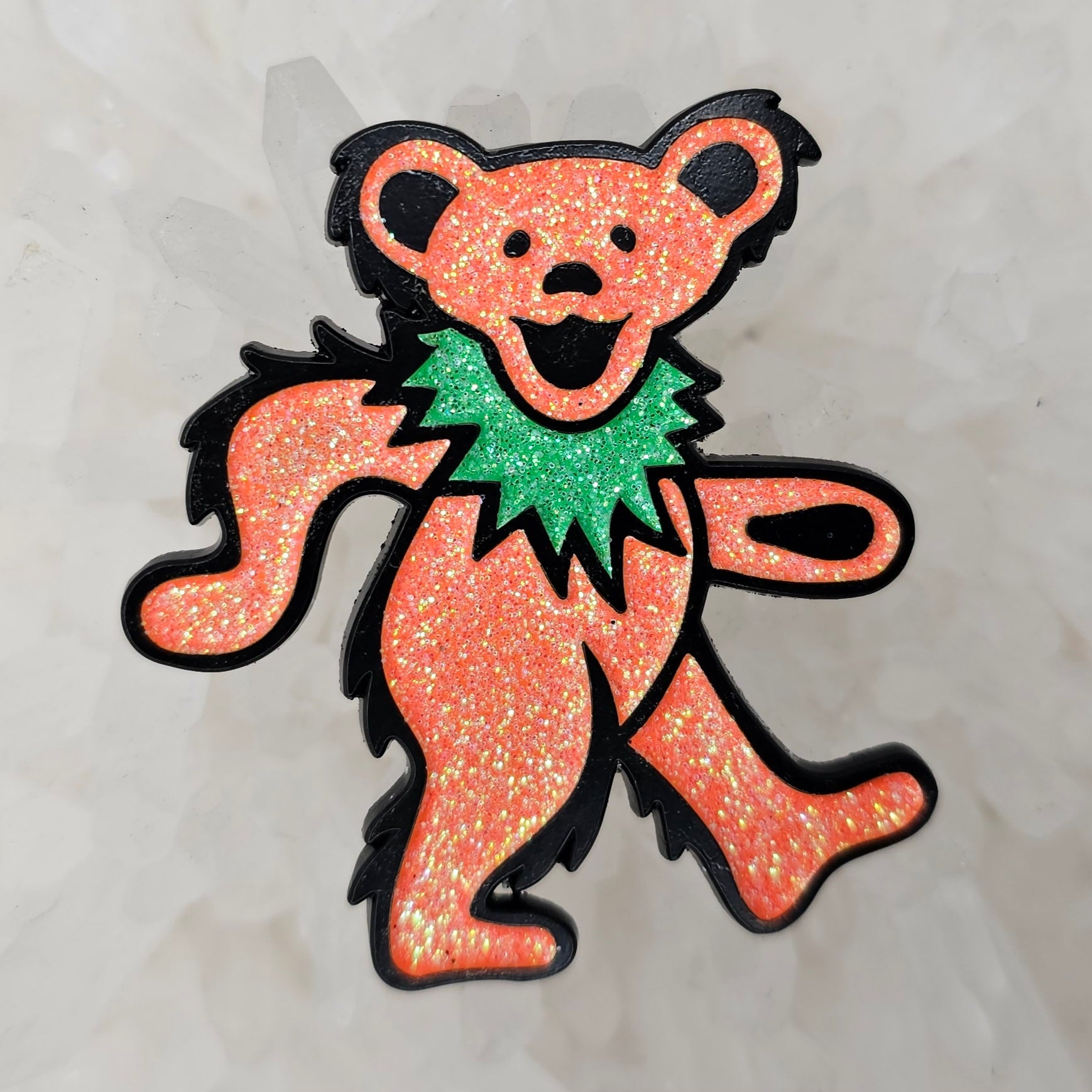 Forever Grateful Dancing Bear Orange Dead Lot Glitter Enamel Pins Hat Pin Lapel Pin Brooch Badge Festival Pin