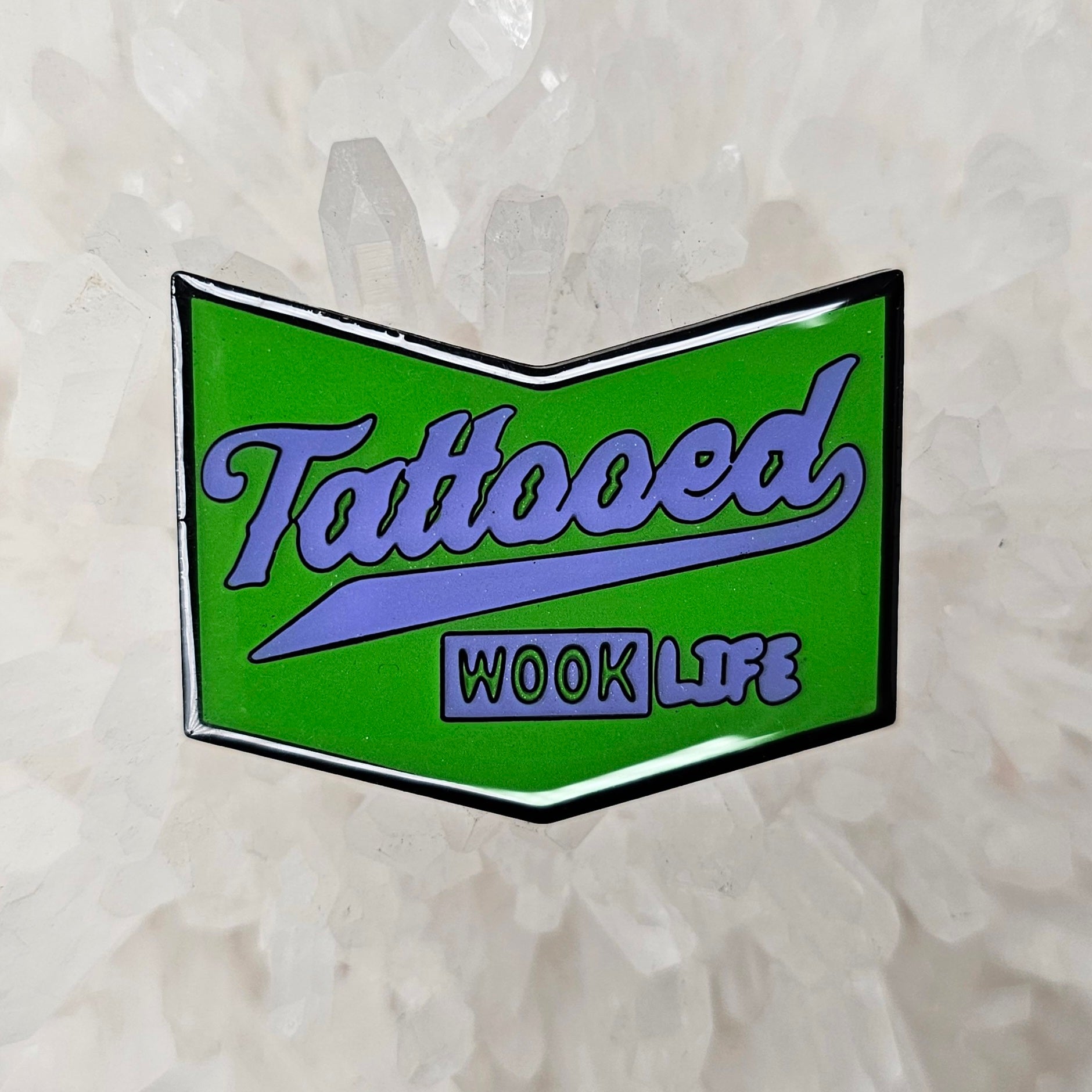Tattooed Wook Life Tattoo Hippie Rave Ink Green Glow Enamel Pins Hat Pins Lapel Pin Brooch Badge Festival Pin