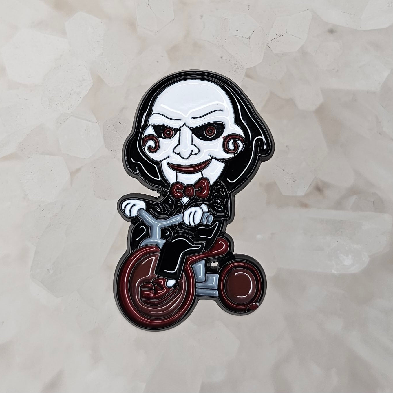 Saw Doll Bicycle Ride Horror Gore Slasher Scary Movie Enamel Pins Hat Pins Lapel Pin Brooch Badge Festival Pin