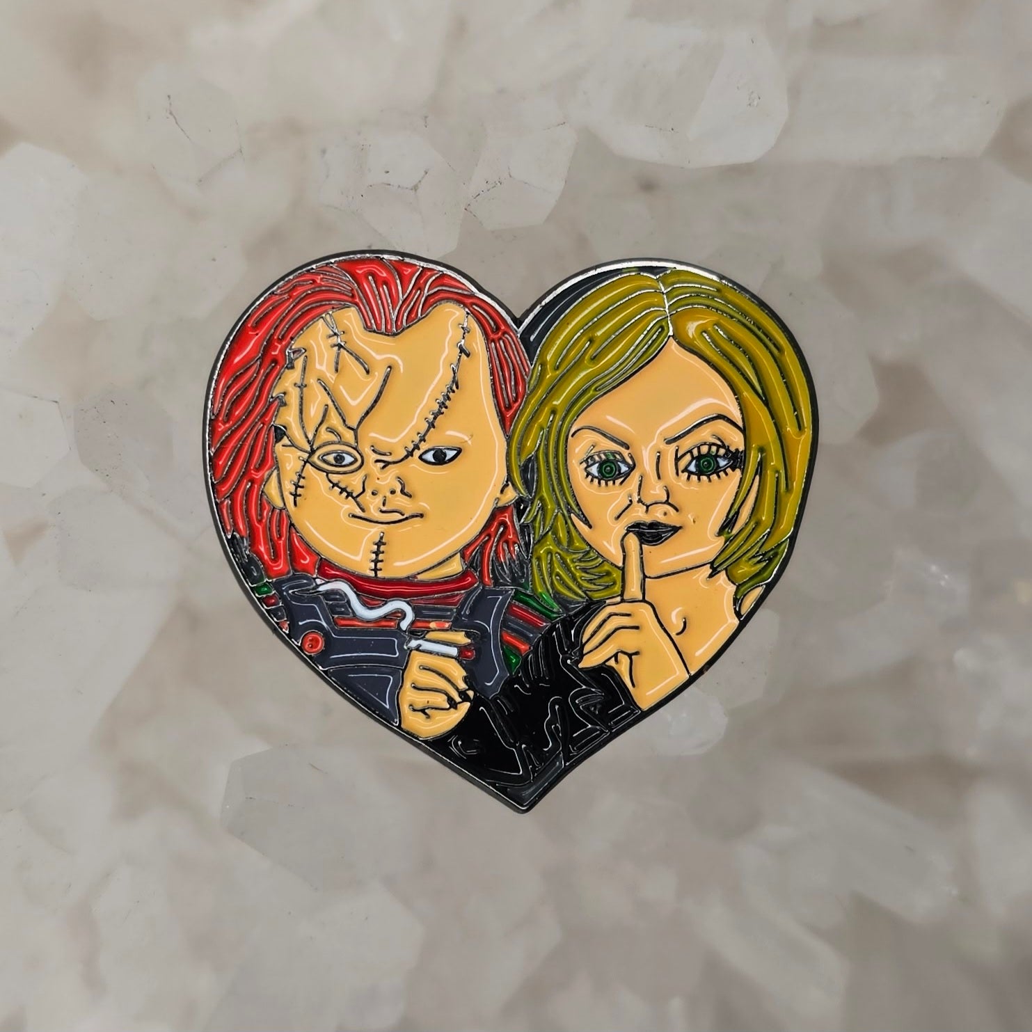 Spooky Love Chucky Bride Gore Horror Slasher Scary Movie Enamel Pins Hat Pins Lapel Pin Brooch Badge Festival Pin