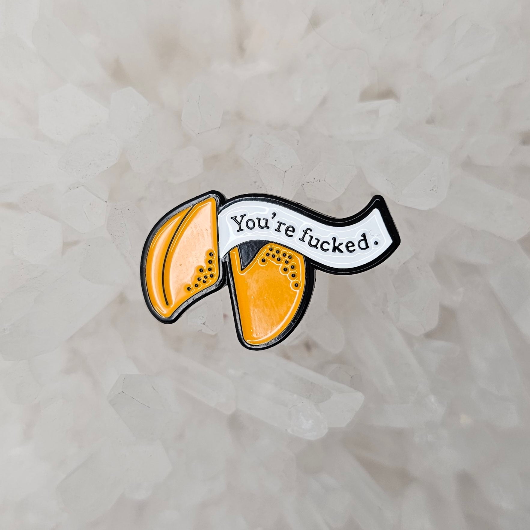 You&#39;re F*cked Fortune Cookie Enamel Pins Hat Pins Lapel Pin Brooch Badge Festival Pin