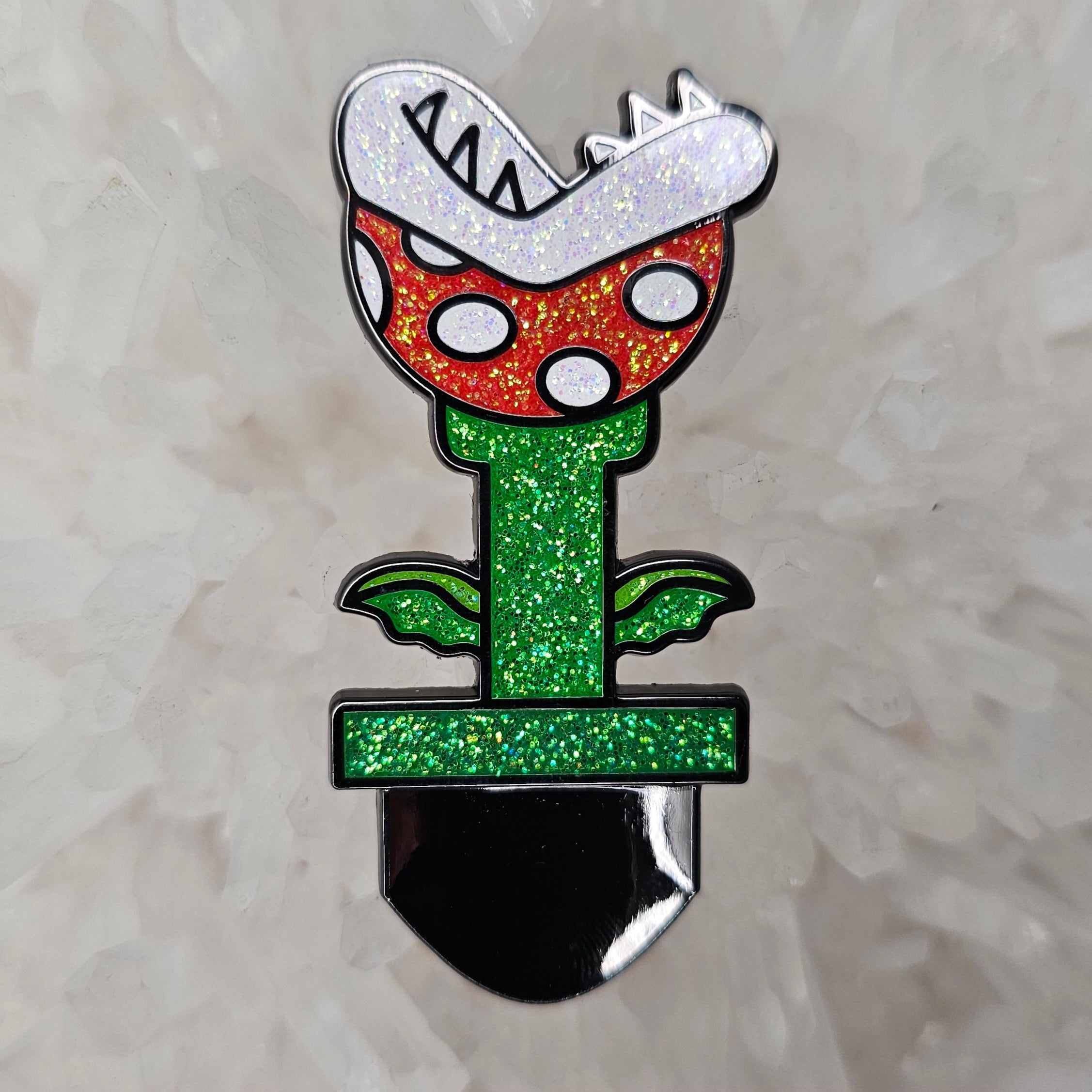 Super Spoon Bros Mario Tunnel Plant Mini Spoon Glitter Enamel Pins Hat Pins Lapel Pin Brooch Badge Festival Pin