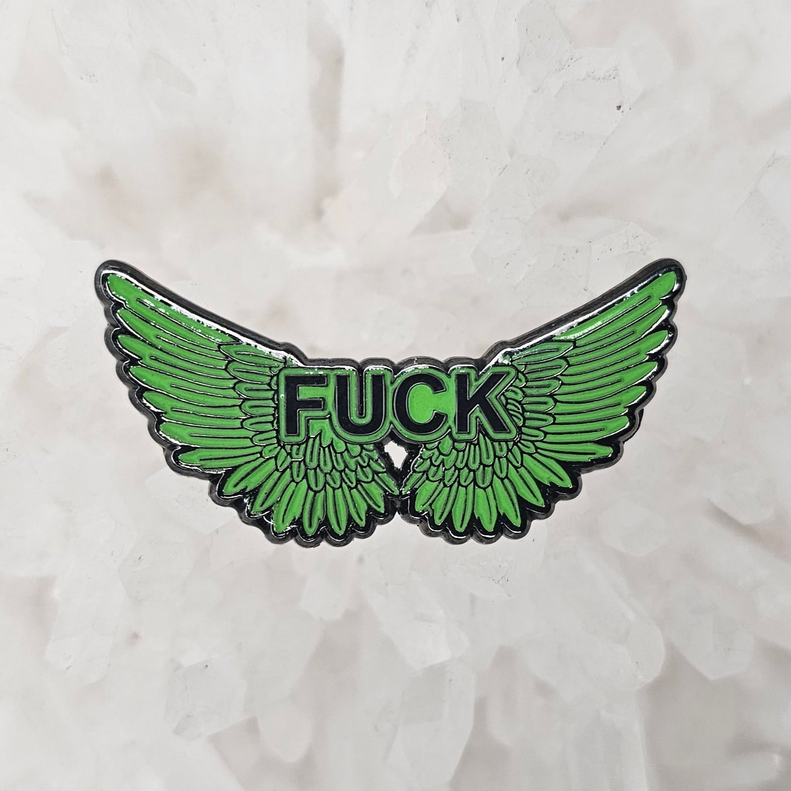 Dont Give A Flying Fuck Wings Funny Comedy Green Glow Enamel Pins Hat Pins Lapel Pin Brooch Badge Festival Pin
