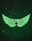 Dont Give A Flying Fuck Wings Funny Comedy Green Glow Enamel Pins Hat Pins Lapel Pin Brooch Badge Festival Pin