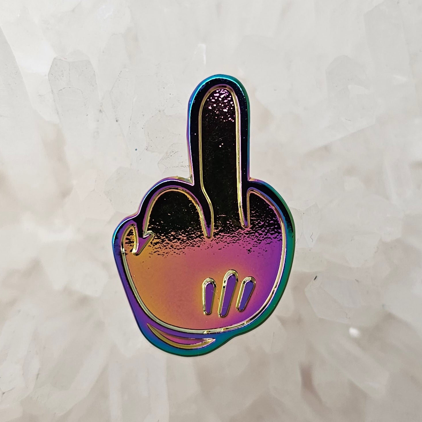 Raw Rainbow Metal Fuck Off Finger Mickey Cartoon Hand Mouse V2 Enamel Pins Hat Pins Lapel Pin Brooch Badge Festival Pin