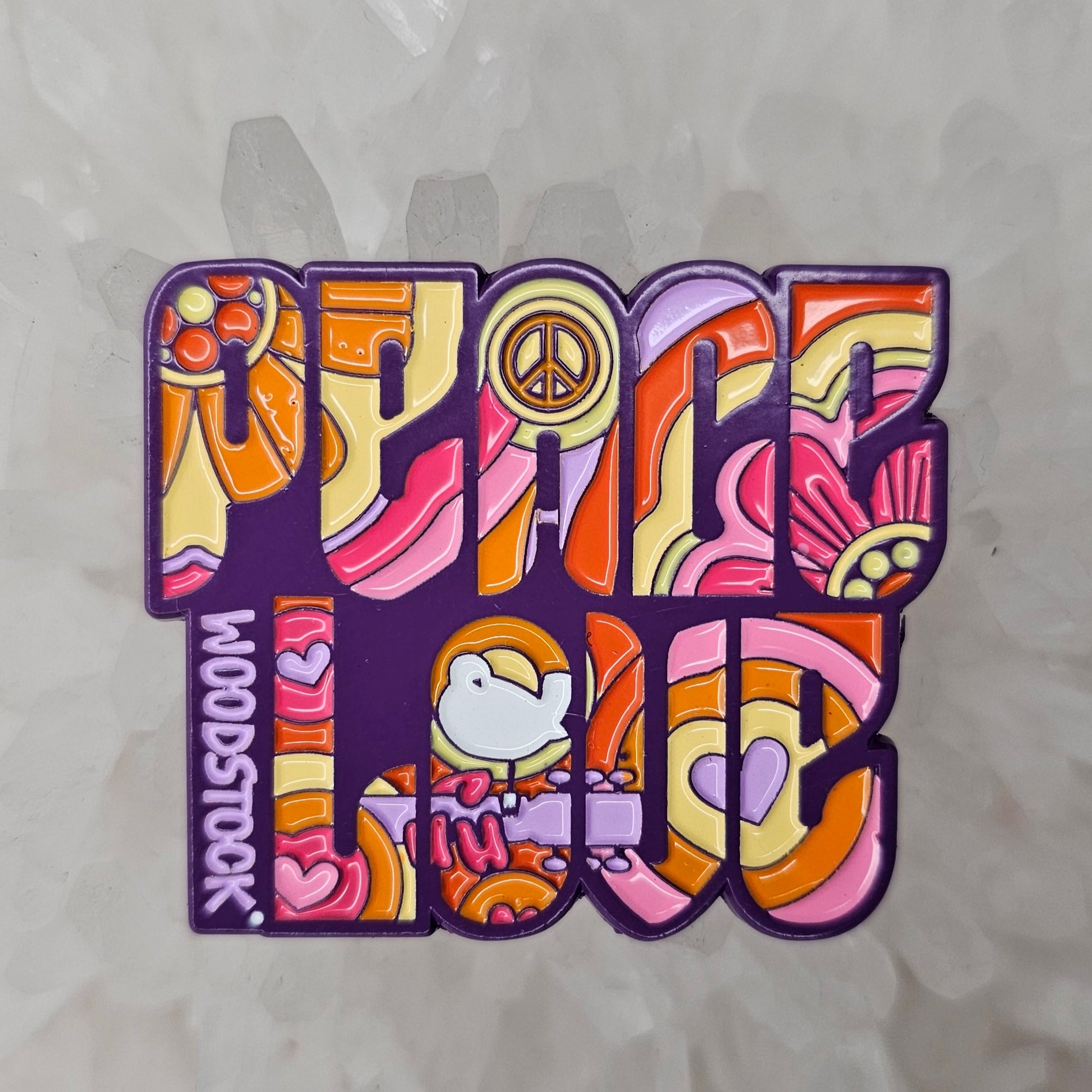 Peace &amp; Love Bird Flower Sun Woodstock Festival Enamel Pins Hat Pins Lapel Pin Brooch Badge Festival Pin