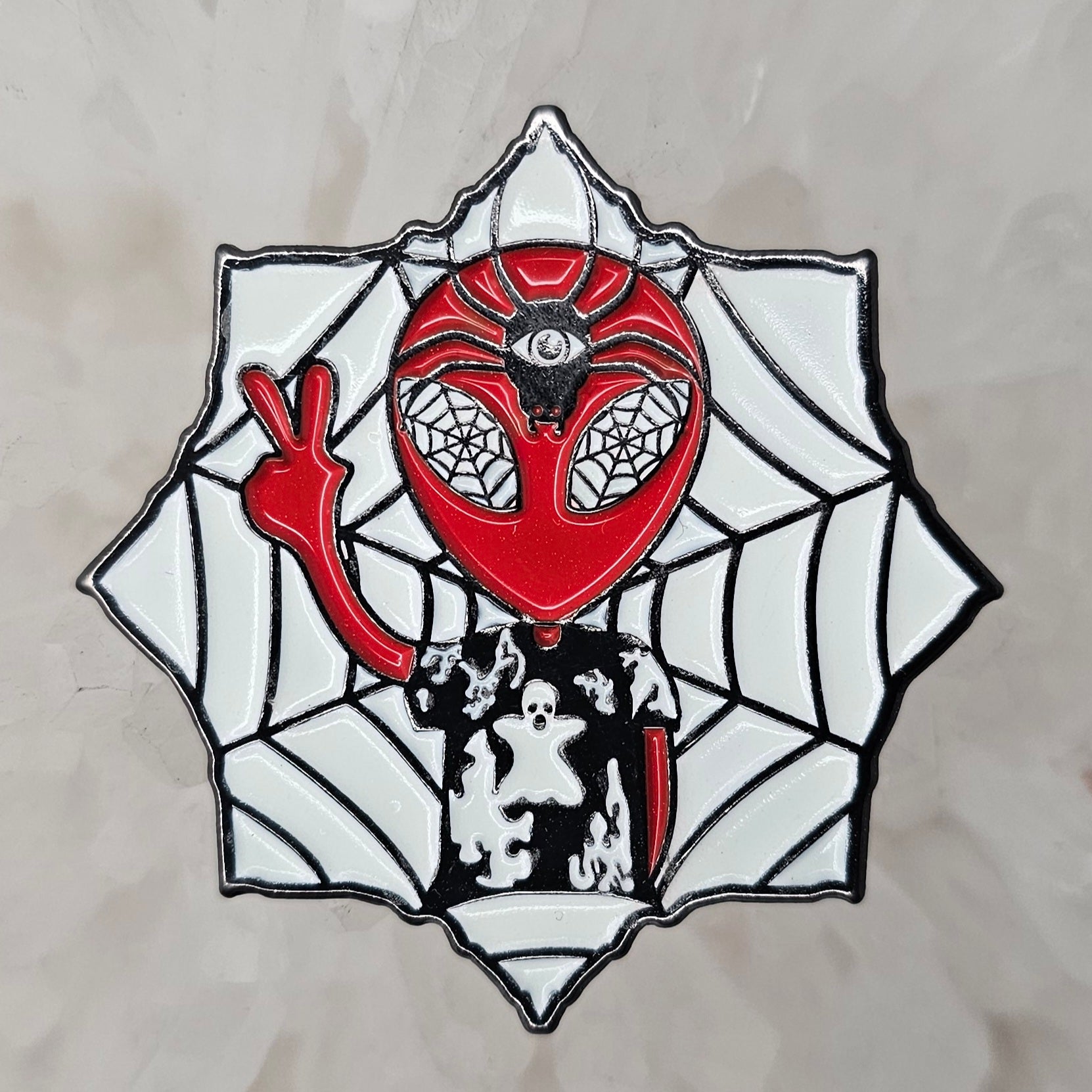 Creepy Third Eye Martian Spider Web Ghost Ufo Enamel Pins Hat Pins Lapel Pin Brooch Badge Festival Pin