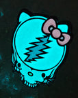5 Pack - Hello Grateful Kitty Stealie Dead Lot 13 Point Bolt 90s Cartoon Wholesale Glow Enamel Pin Hat Pin Bulk Lapel Pin Brooch Badge Festival Pin