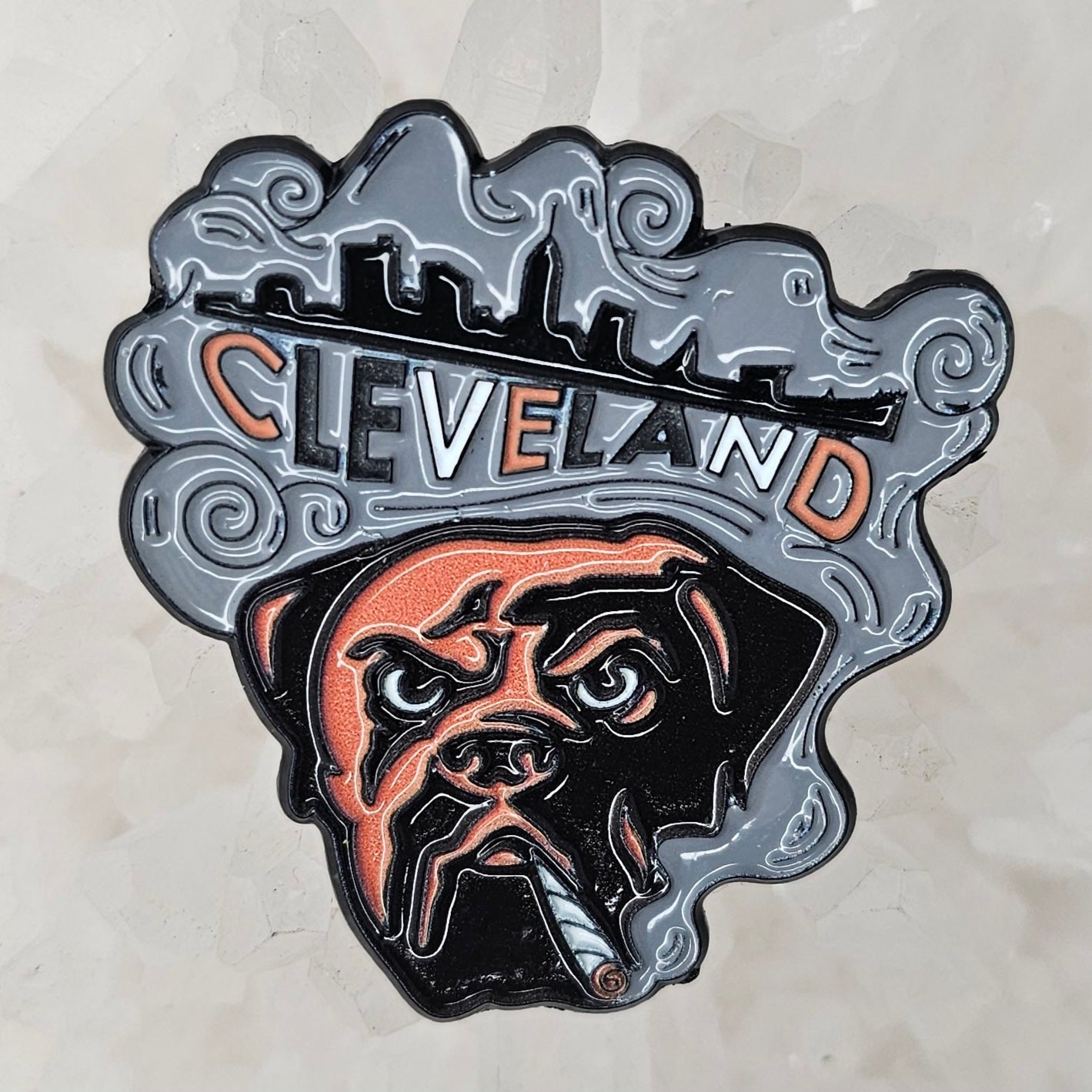 Cleveland Bull Dog Ohio Football Weed Swagger Glow Enamel Pin Hat Pin Lapel Pin Brooch Badge Festival Pin