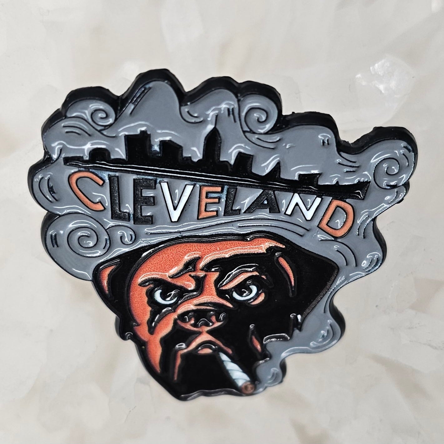 Stoner Swagger Cleveland Bull Dog Ohio Football Weed Glow Enamel Pin Hat Pin Lapel Pin Brooch Badge Festival Pin