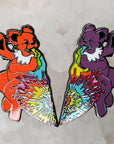 Set of 2 Grateful Love Dead Dancing Bear Heart 2 Piece Puzzle Pin Enamel Pins Hat Pins Lapel Pin Brooch Badge Festival Pin