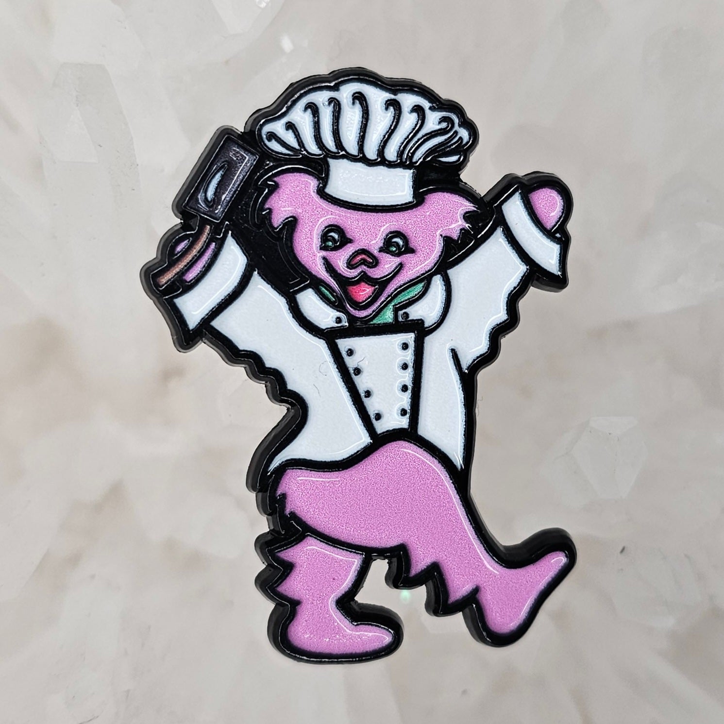 Forever Grateful Dancing Bear Chef Dead Lot Cook Pink Enamel Pins Hat Pins Lapel Pin Brooch Badge Festival Pin
