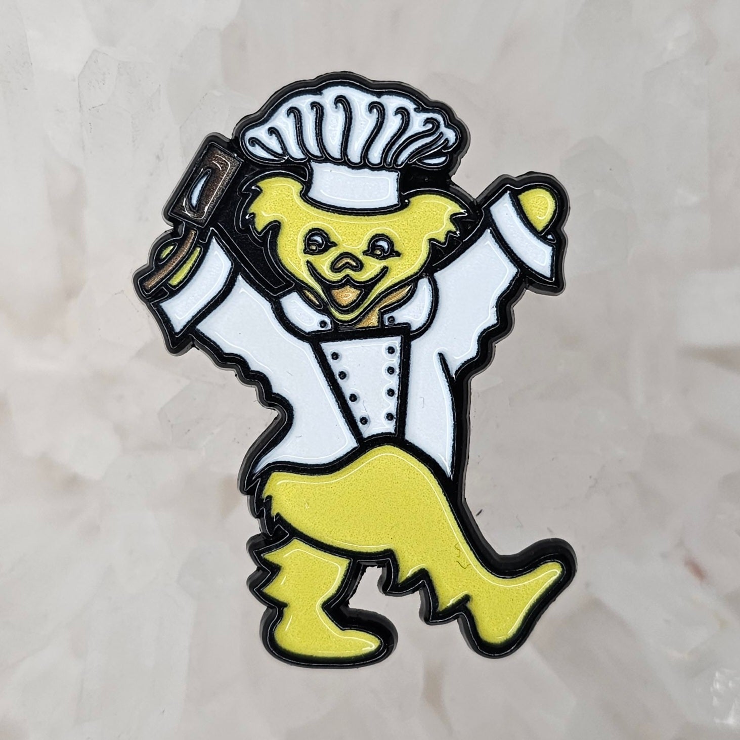 Forever Grateful Dancing Bear Chef Dead Lot Cook Yellow Enamel Pins Hat Pins Lapel Pin Brooch Badge Festival Pin